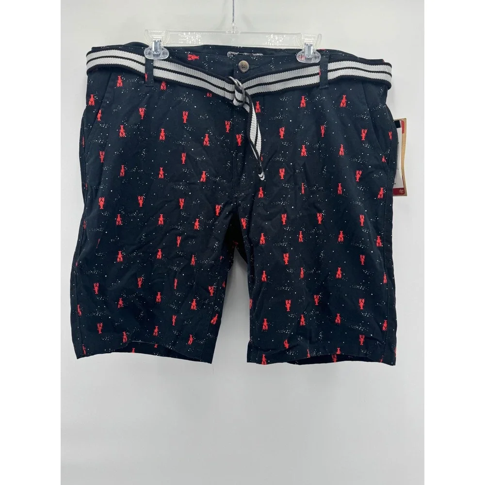 Raw Yarn Industries NYC Men's Black Lobster Print Shorts Size 40‎ Belted